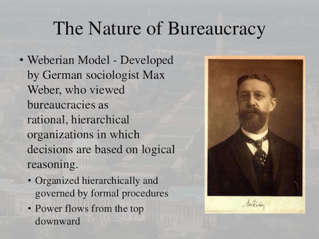 What is the Weberian model of bureaucracy?